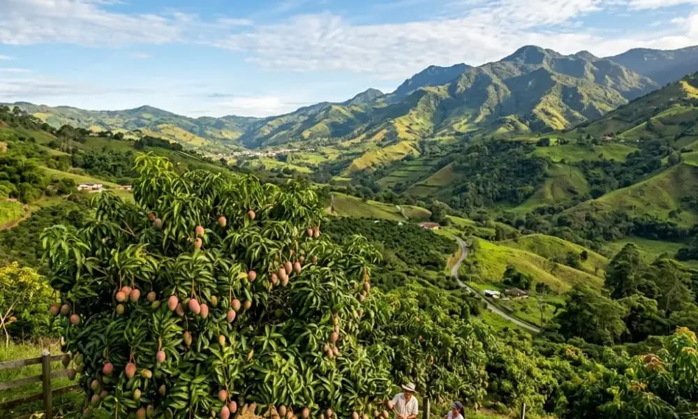 Campo y árboles de fruta